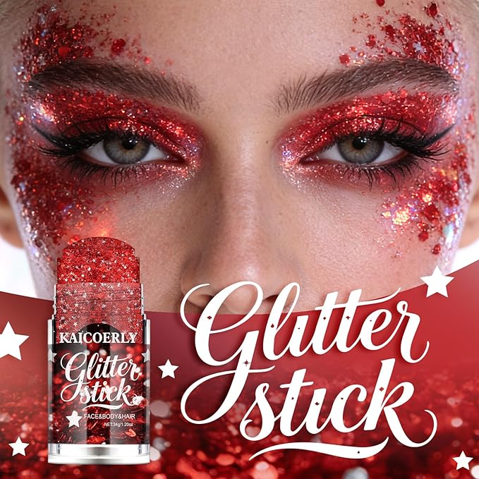 Red Body Glitter Gel, Singer Concerts Red Body Glitter for Face Body Hair, Chameleon Color Changing Glitter Gel for Rave Party Mermaid Sequins Festival Accessories Shimmer Makeup #8