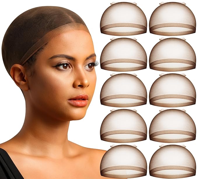 Teenitor 20pcs Hd Wig Caps, Wig Caps for Women Lace Front, Stocking Cap, Sheer Wig Cap, Wig Caps for Women, Thin Nylon Cap, Brown