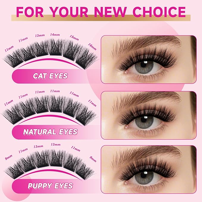 Lash Clusters 3D Effect Individual Lashes NYCAAR 154pcs 200D D Curl 9-16MIX Eyelash Clusters Wispy Lashes Fluffy Cluster Lashes Natural Soft DIY Lash Extension