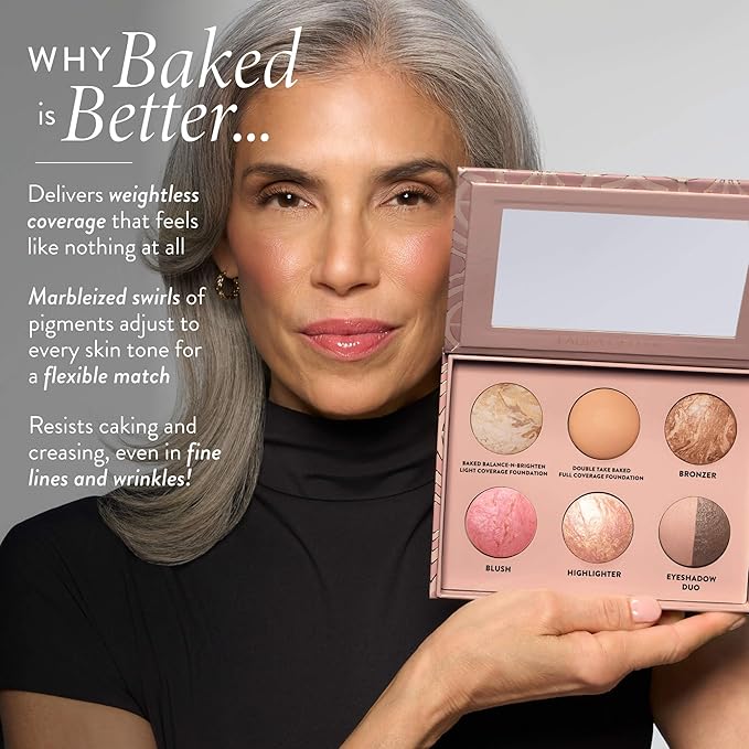 LAURA GELLER Baked Icons Complete Full Face Palette, Sand | All-in-One Makeup Palette with Baked Foundations, Blush, Bronzer, Highlighter, Eyeshadows | Coverage for Mature Skin | Travel-Friendly