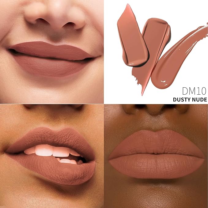 Depuplum 3Pc Matte Liquid Lipsticks for Women, Red Lipstick Nude Lisptick Pink Lipstick, Cruelty Free Long Lasting Lip Makeup (DM05+DM06+DM10)