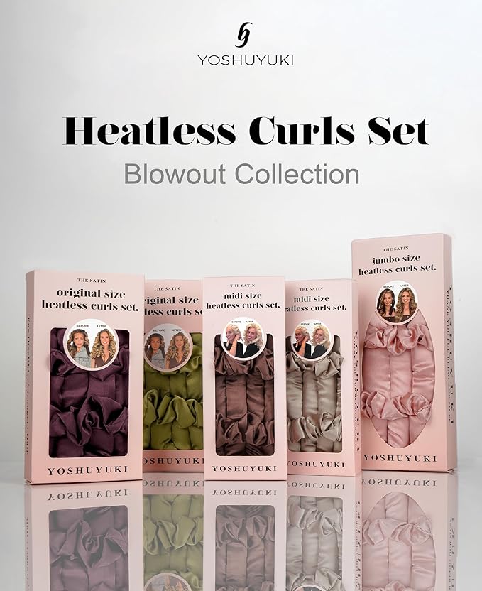 Jumbo Heatless Curls Overnight Hair Curlers to Sleep In Large Hair Rollers for Long Hair Blowout Look No Heat Overnight Curls, Soft Satin Flexi Rods Heatless Curling Rod Set Styling Tools for Women