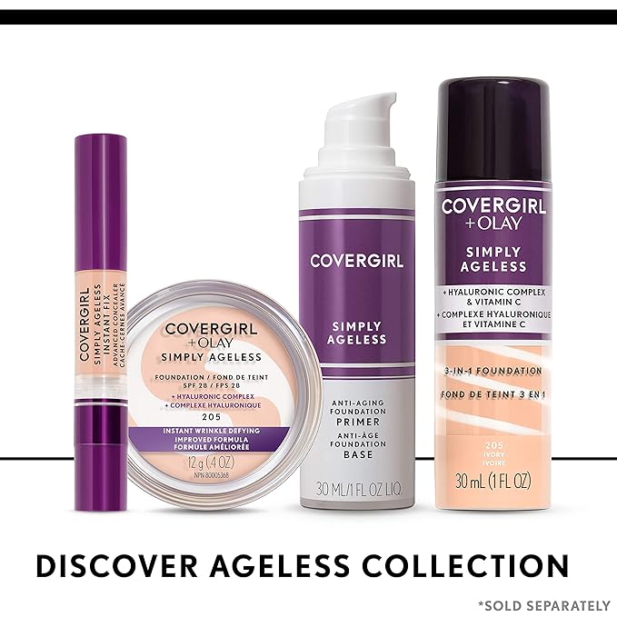 COVERGIRL+Olay Simply Ageless 3-in-1 Liquid Foundation Classic Ivory, 1 Ounce (packaging may vary)