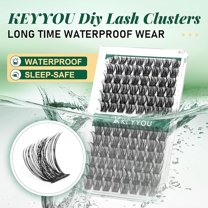 Lash Clusters,96 Pcs Cluster Lashes D Curl 18mm DIY Lash Extensions Eyelash Clusters,KEYYOU Volume Wispy Individual Lashes Soft&Comfortable Easy DIY at Home(Y05,D-18mm)
