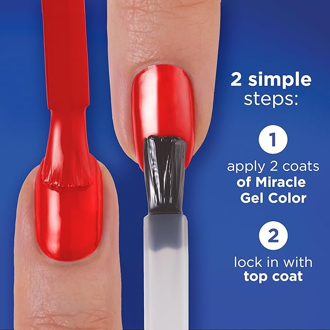 Sally Hansen Miracle Gel Nail Polish Super Volume Builder Top Coat | Salon Quality, Gel-Like Formula, Two-Step System, No UV Light Needed, Long Lasting | Sheer, Glossy