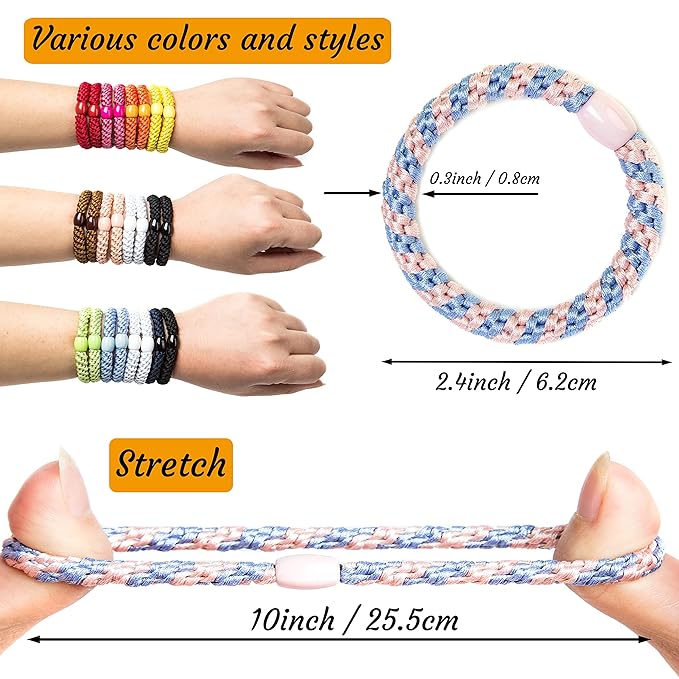 J.CARP 8Pcs Mixed color Hair Ties for Women Girls, Elastics Hair Bands Ponytail Holders, No Damage No Crease Hair Elastics, Perfect for Girls and Women with Thick or Curly Hair, Style 05