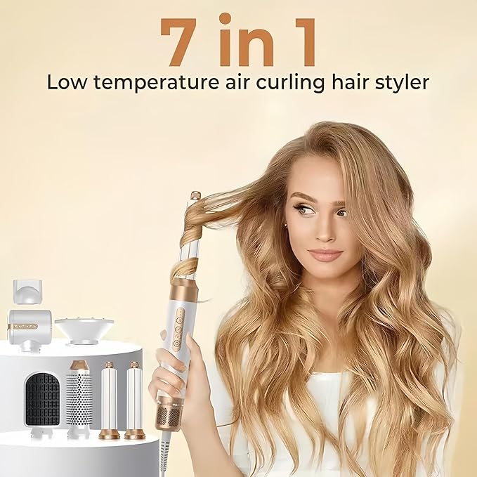 Nora Styler 7-in-1 Multistyler Pro - High-Speed Negative Ionic Hair Dryer, Fast Drying air wrap Hair Styler Multi Hair Styler, Auto Air Wrap Styler for Curling Volumizing Straightening
