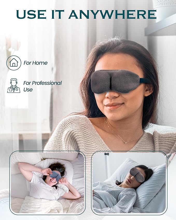 ThermoDR Microwavable Heated Eye Mask for Dry Eyes - Warm Eye Compress with Soft Fleece, Cleaned Wheat & Elasticated Strap - Relaxing Hot Eye Compress for Headaches, Sinus, Sore Cheeks, Tension