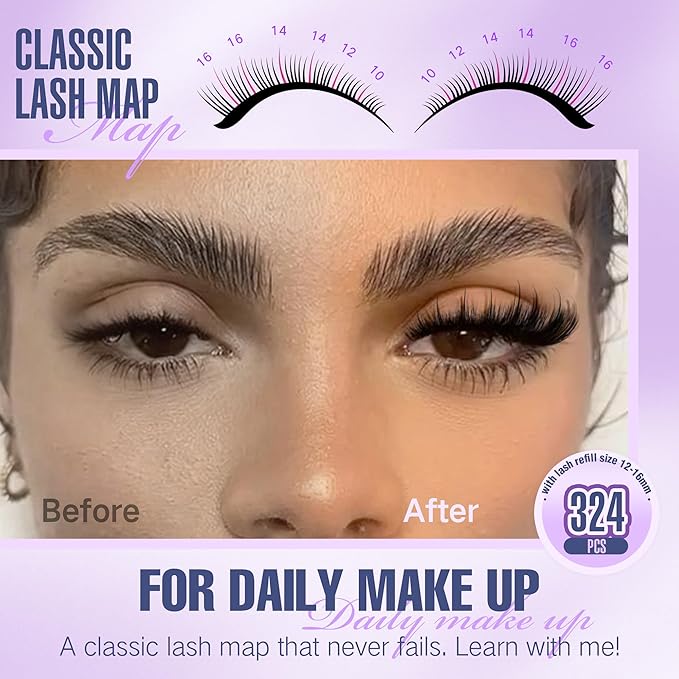 Lash Clusters Fluffy Spike Eyelash Clusters 10-18mm Volume Eyelash Extensions 200D Clusters Eyelashes 324pcs DIY Clusters Lashes Extensions at Home for Makeup by Focipeysa
