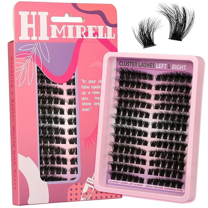 Lash Clusters Eyelashes Clusters Left&Right Cluster Eyelash Extensions Thick D Curly Individual Lashes Clusters 150P DIY Fairy Lash Extension at Home