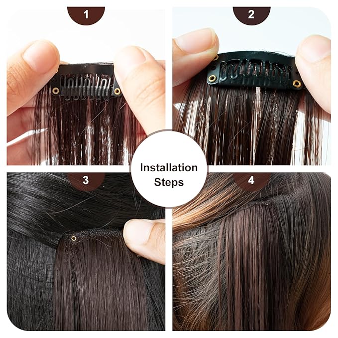 Colored Hair Extensions 14 PCS, 20 In Dream Rainbow Clip in Hair Extensions Party Highlights, Colorful Long Straight Synthetic Hairpieces for Girls Women Kids Gift(Brown)
