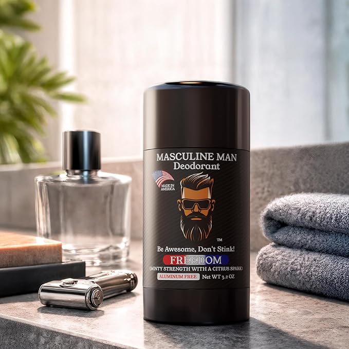 Deodorant for Men - Aluminum Free Mens Deodorant - Travel Size Natural Deodorants - Sweat Protection for Underarm - Stain-Free Stick Deodorants - Made in USA, 3.2oz (Pack of 2, Freedom)