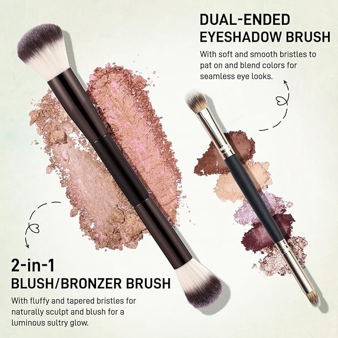 UCANBE Full Size Baked Makeup Palette Set - Include Blush, Bronzer, 8 Eyeshadows & Brushes, Pigmented All-in-One Face & Eye Compact Powder Beauty Valentine Gift Kit for Starter & Pros, Travel Friendly