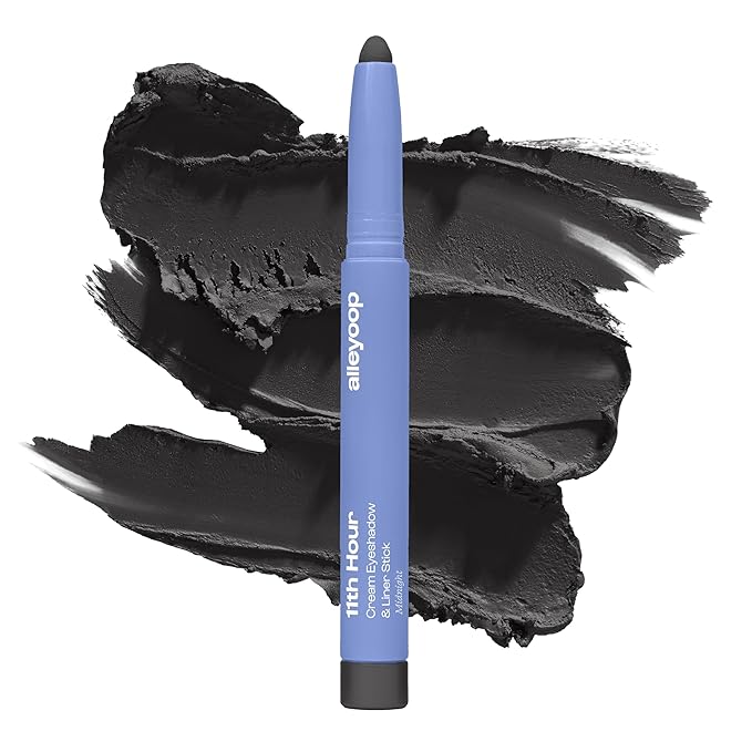 ALLEYOOP 11th Hour Waterproof Cream Eyeshadow Stick – Long-Lasting Eye Shadow Pencil & Eyeliner, Cream to Powder Stick & Highlighter – Smudge-Proof Eyeshadow Matte, Black Matte