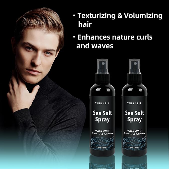 YMIR NEIL Natural sea salt spray for men,Texturizing,Volumizing,Beach Waves,fresh scent,6.0 fl oz,