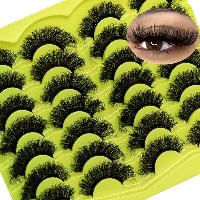 Mink Lashes Fluffy 20mm Stirps Lash Volume False Eyelashes 14 Pairs 8D Cat Eye Lashes D Curl Dramatic Soft Eyelash 25mm Big Long Lash Strips Lashes Pack That Look Like Extensions
