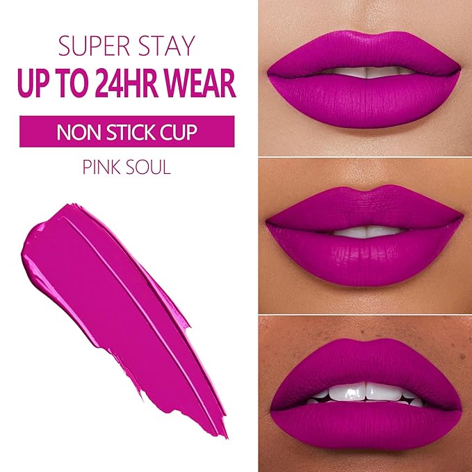 MAKI YIKA 2Pcs Matte Liquid Lipstick Set MVP Red Hot Pink Lipstick Long Lasting Smudgeproof Transfer Proof Lip Makeup, MVPRed/HotPink