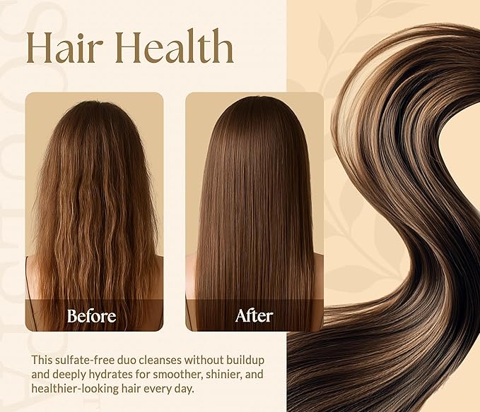 Biotin Shampoo and Conditioner Set with Rice Water & Rice Protein | Sulfate Free Hair Growth & Thickening Set for Thinning Hair for Men & Women 16 floz each - SOULSPA PURE