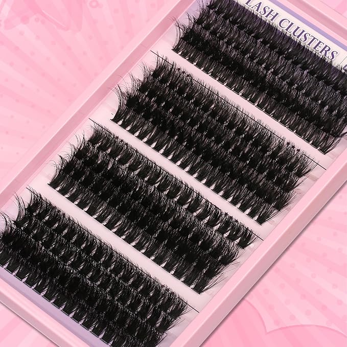 280 Pcs Lash Clusters Extensions Kit - 60D 80D 100D 120D Faux Mink Individual Eye Lash 12-18mm Clusters with D Curl Downy Wispy Lash Clusters for Lash Extension at Home