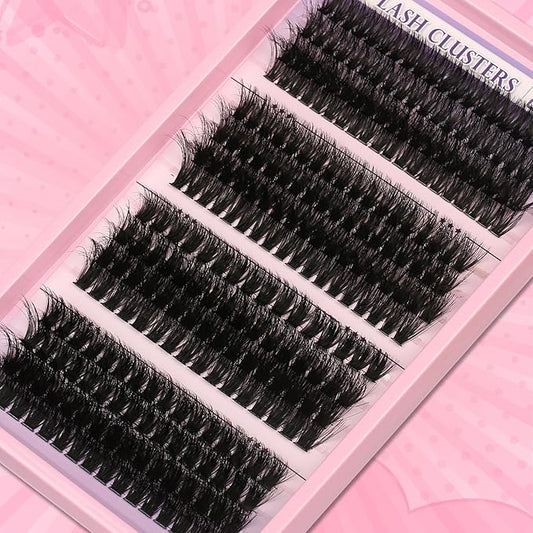 280 Pcs Lash Clusters Extensions Kit - 60D 80D 100D 120D Faux Mink Individual Eye Lash 12-18mm Clusters with D Curl Downy Wispy Lash Clusters for Lash Extension at Home
