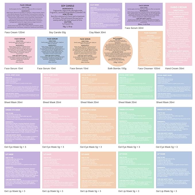 Valentines Day Gifts for Women, 38 Pcs Hydrating Skin Care Face Sheet Mask, Bath & Body Spa Set, Self-Care Pampering Gift Basket, Bath Bomb, Eye Mask, Face Serum, Lip Gloss, Mother Day, Birthday