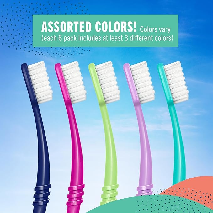 Preserve Eco Friendly Adult Toothbrushes, Made in The USA from Recycled Plastic, Ultra Soft Bristles, Paperboard Package, Colors Vary, 6 Count (Medium)