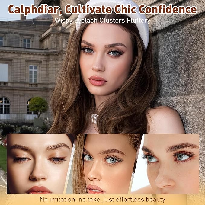 calphdiar Wispy Lash Clusters 30D+40D+50D+60D Individual Lashes 480PCS Eyelash Clusters Natural Volume Lashes Clusters D-curly Cluster Eyelash Extensions 8-18MM DIY Lash Extension at Home