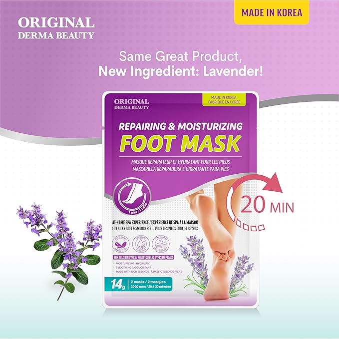 Innerest - ODB 6 Pairs Lavender Moisturizing Foot Mask Foot care Callus Remover Foot Bath Pedicure Supplies