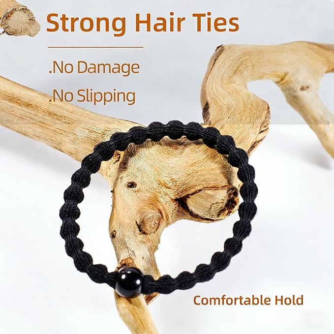 Large Hair Ties for Men and Women,Girls,Boys, Thick Ponytail Holders For Daily Use, 12 Packs,Durable,No Tangle,No damage (black)