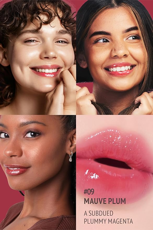 self beauty Veganize Collagen Lip Glass Balm | Hydrating Lip Balm in 9 Vibrant Colors | Moisturizing Lip Care Infused with Collagen Jelly Magic | No Animal Trial Lip Balm 0.06 oz (#9 Mauve Plum)