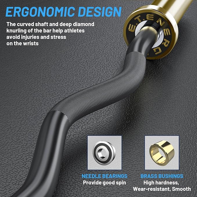 47" Olympic EZ Curl Bar 500-lbs Capacity Steel 2" Barbell