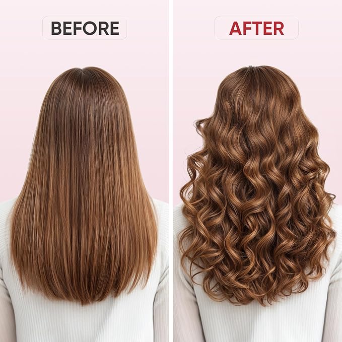 1 Inch Curling Iron, 5 Temperature Settings, Professional Spring Hair Iron for All Hair Types, Max 430℉ with Heat Resistant Mat (1 Inch Pink)