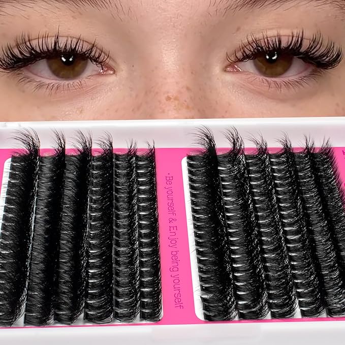 MilyBest Lash Clusters Kit 60D 80D Fluff Cluster Eyelash Extensions 10-18mm Individual Lashes Clusters D Curl Lash Extension Kit, Waterproof Thick Volume Eyelash Clusters with Bond & Seal, Tweezers
