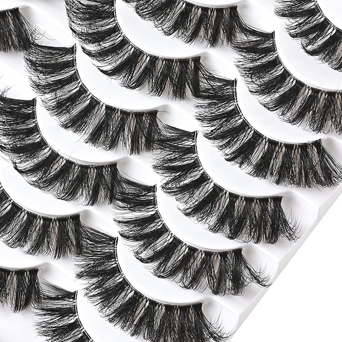 Lashes False Eyelashes Natural Wispy Fake Lash Strips 100D Big Long 18mm Strip Lash Clusters Cat Eye Volume Mink Eyelash Pack Fluffy Eye Lashes Natural Look Short Cateye Full Pestañas Sets by FenBair