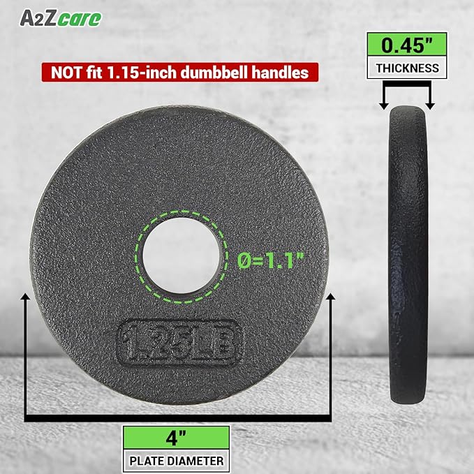 A2ZCARE 1 inch Weight Plates Set 1.25 lbs 20 lbs, 1 inch, 1 inch