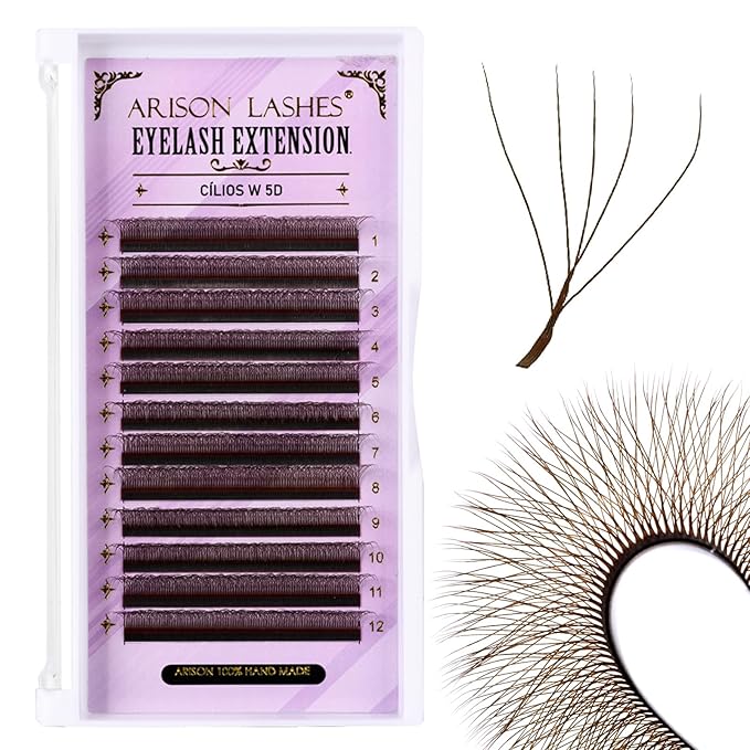 Arison Lashes Brown YY Eyelash Extension Lashes Mink Cluster Lash Extensions Soft Y Lashes Extensions Premade at Home(Brown-5D-0.07-D-9mm)