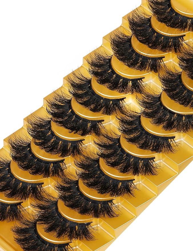 Eyelashes Mink Lashes Fluffy Natural Look False Lashes Wispy Full Eye Lashes 8D 20 mm Long D Curl Strip Eyelashes Pack 10 Pairs Reusable Fake Eyelashes That Look Like Extensions by Goddvenus