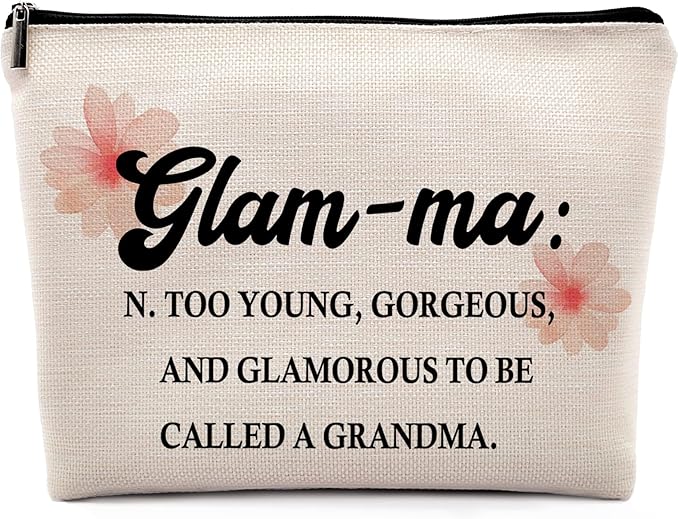 Dwept Glamma Definition Makeup Cosmetic Bag, Inspirational Grandma Makeup Travel Bag, Grandma Appreciation Cosmetic Bag Gifts For Grandma Grandmother Birthday Mother's Day from Granddaughter Grandson