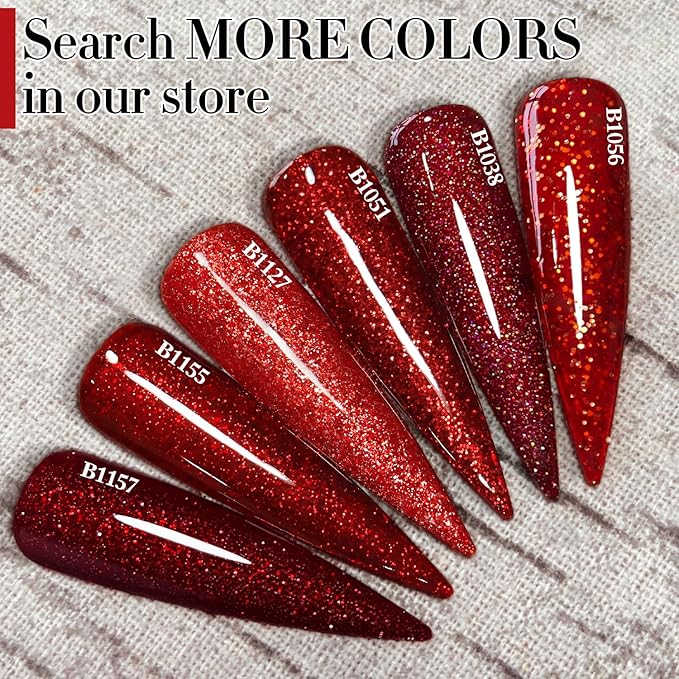 Double Rhythm 15ML Glitter Gel Polish Shimmer Reflective Holographic Color Magnetic for Nail Art Salon DIY at Home (Dark Red-B1155)
