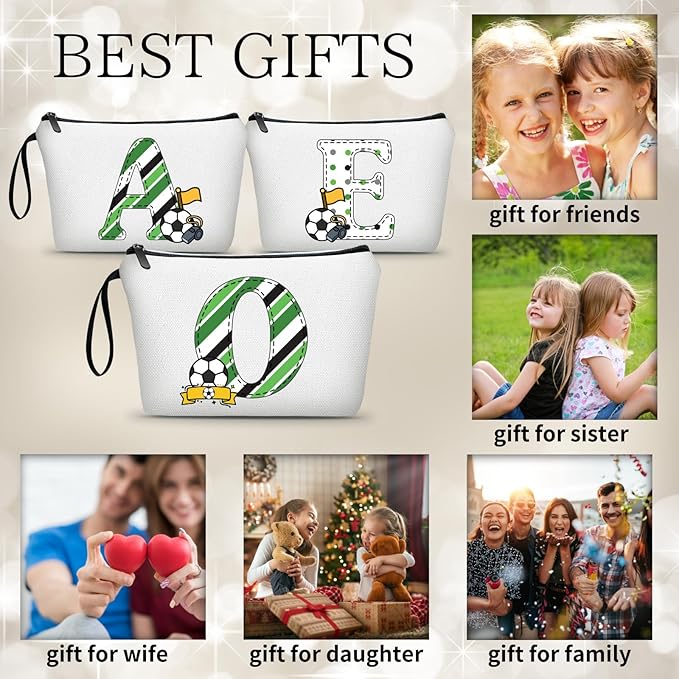 ARIOSEY Soccer Gifts Personalized Soccer Ball Cosmetic Bag for Purse Birthday Inspirational Gifts for Girls Women Team Coach Mom Stuff Travel Organizer-O