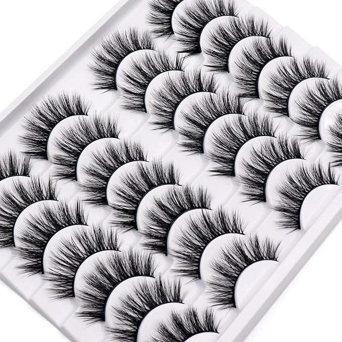 Losha Eyelashes Natural Look Faux Mink Lashes Pack Handmade Fluffy False Eyelashes 14 Pairs Eye Lashes (M09)