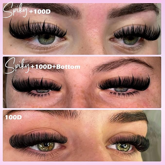 EYDEVRO Volume Eyelash Clusters Kit 100D Lash Clusters with Spikes Lash Extension Kit Bottom Lashes Wispy Cluster Eyelash Extensions 300 Pcs Spiky Lash Clusters Kit Lash Bond and Seal Tweezers Brushes