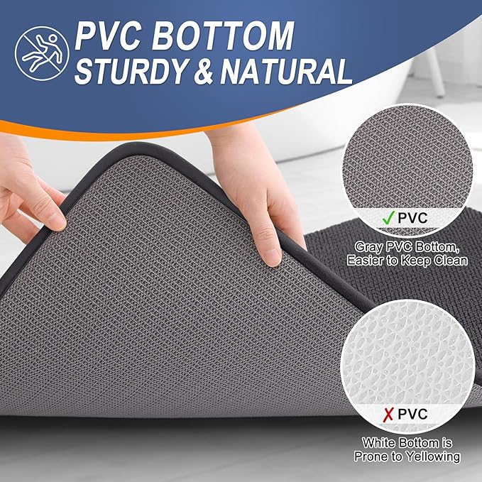 OLANLY Thick Memory Foam Bath Mat Rug 59x35, Extra Soft Absorbent Bathroom Rug, Quick Dry Bath Mats, Non-Slip, Machine Washable Carpet for Bathroom, Tub and Shower, Home Decor Accessories, Dark Grey
