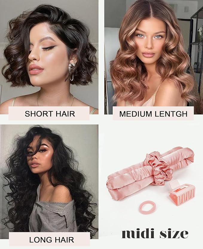 Satin Heatless Hair Curler Curling Rod Set, Soft Small Flexi Rods Hair Rollers Curlers to Sleep In No Heat Heatless Curls Overnight Blowout Rods for Short Hair & Medium Hair for Tight Curls