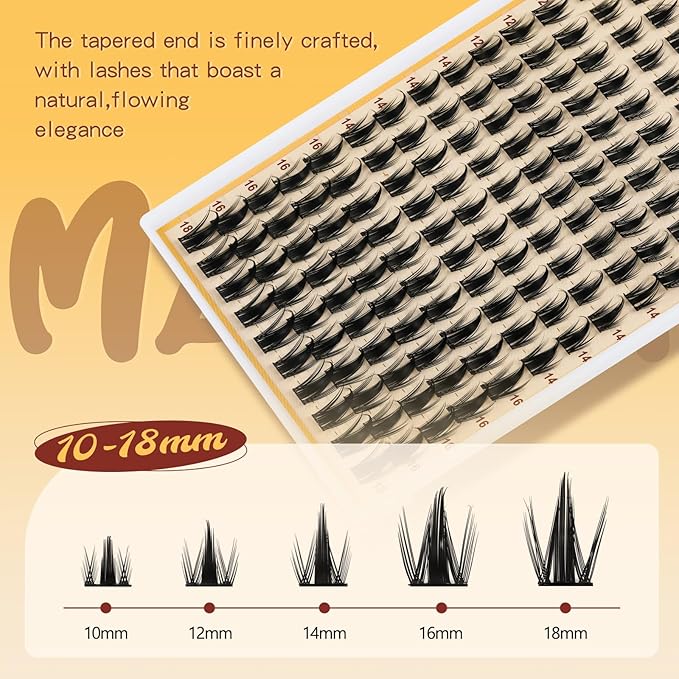 QUEWEL Manga-Lash-Clusters, 140pcs Lash-Clusters Mix10-18mm Wispy Natural Invisible Band Eyelash Clusters for DIY Cluster Eyelash Extensions(Manga DH)