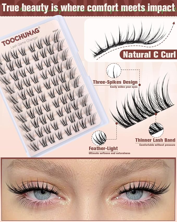 Fairy Lash Clusters Wispy Cluster Eyelash Extensions Left&Right Spiky Eyelash Clusters 10-16MM Individual Lashes Manga Lash Extensions by TOOCHUNAG