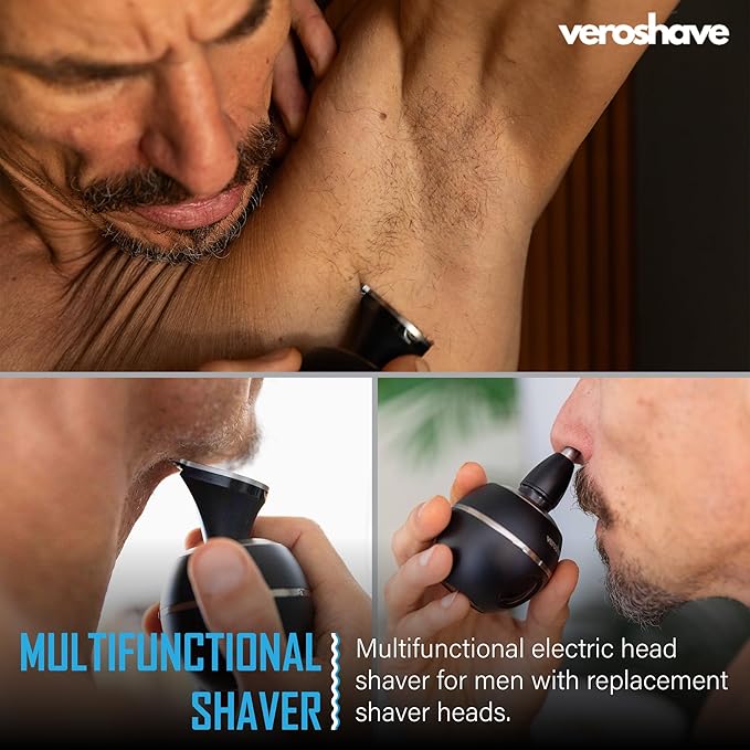 7-Blade Bald Head Shaver for Men - Cordless Hair Shaver for Men Bald, Rechargeable Head Trimmer for Men Bald Head, Mess-Free & Full-Shave Travel-Friendly Grooming Kit with Curved Blades