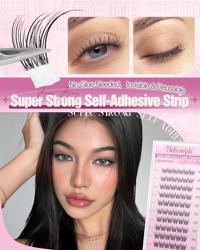 Self Adhesive Eyelashes Natural Self Adhesive Lash Clusters Short Wispy Eyelash Clusters Fairy Cluster Eyelash extensions Pre-glued Individual Lashes Clusters pestañas postizas naturales by Delyneph