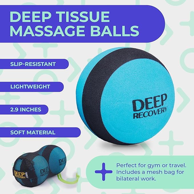 Deep Recovery Yoga Deep Tissue Massage Ball Set, Regular Density– 2.9-Inch Myofascial Release Balls for Feet, Back, Neck, Legs & Arms – Trigger Point & Mobility Therapy (2-Pack)