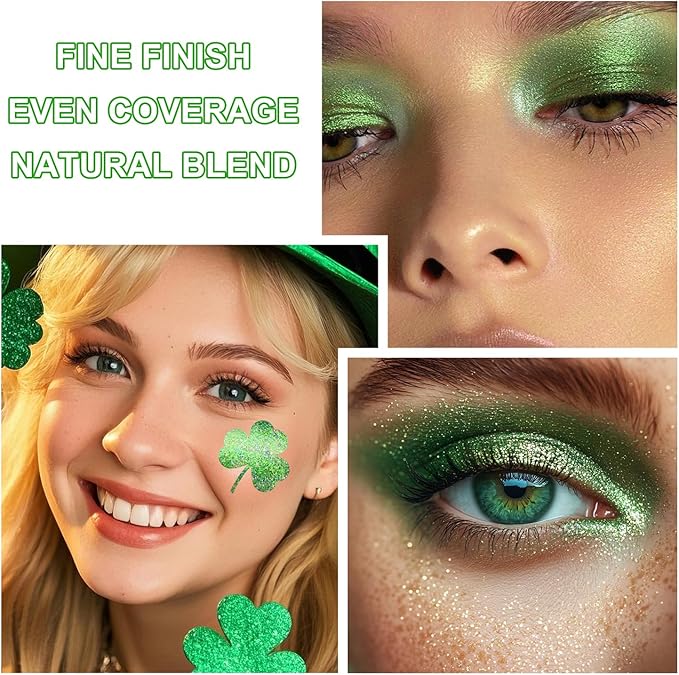 Roll-on Holographic Body Glitter Gel for Face and Hair, Chameleon Color Changing Glitter Gel Under Light, Chunky Mermaid Sequins Festival Party Rave Accessories (Green)